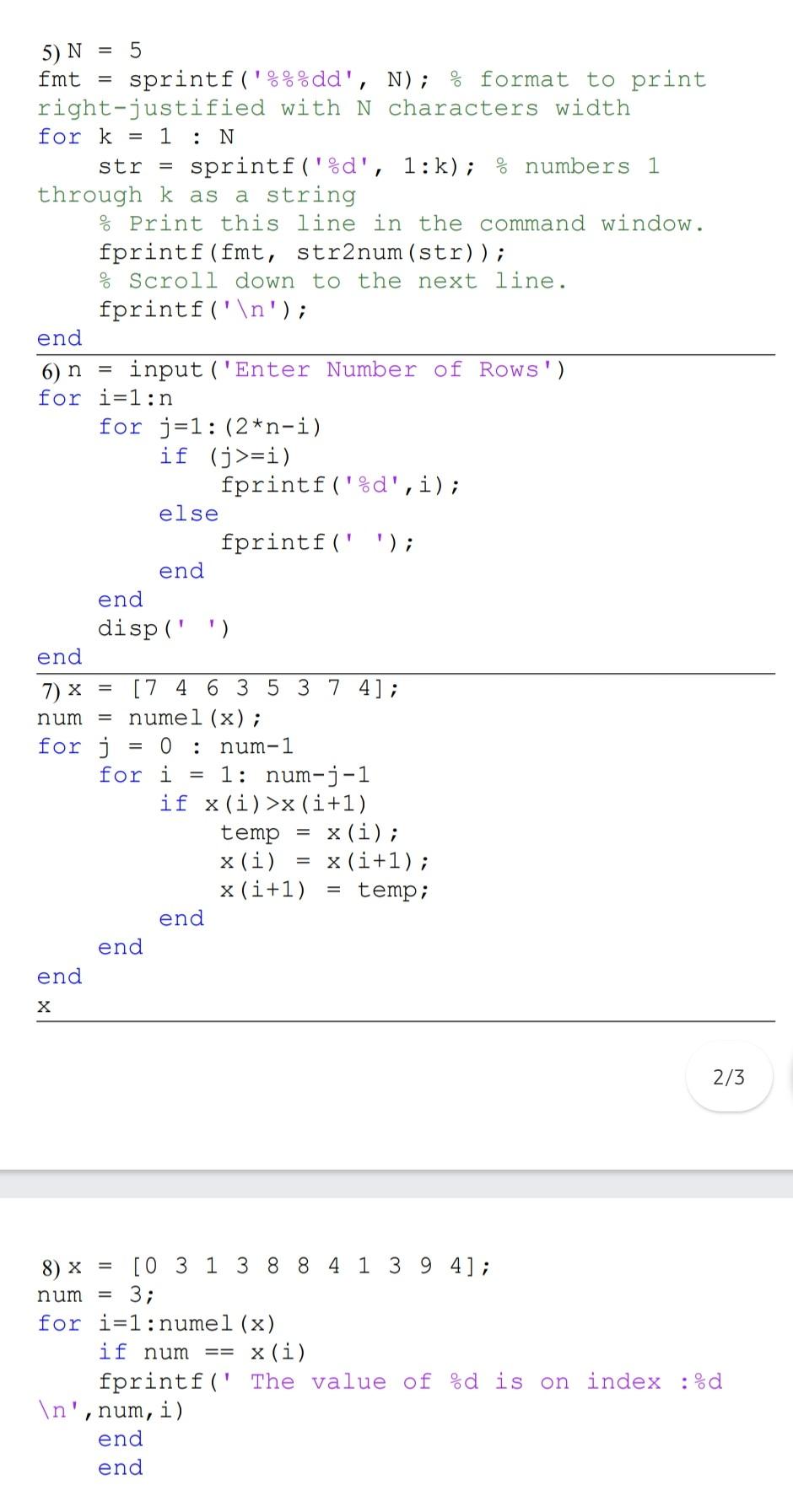 Solved Dry Run the following MATLAB programs: 1) for i=1:5 | Chegg.com