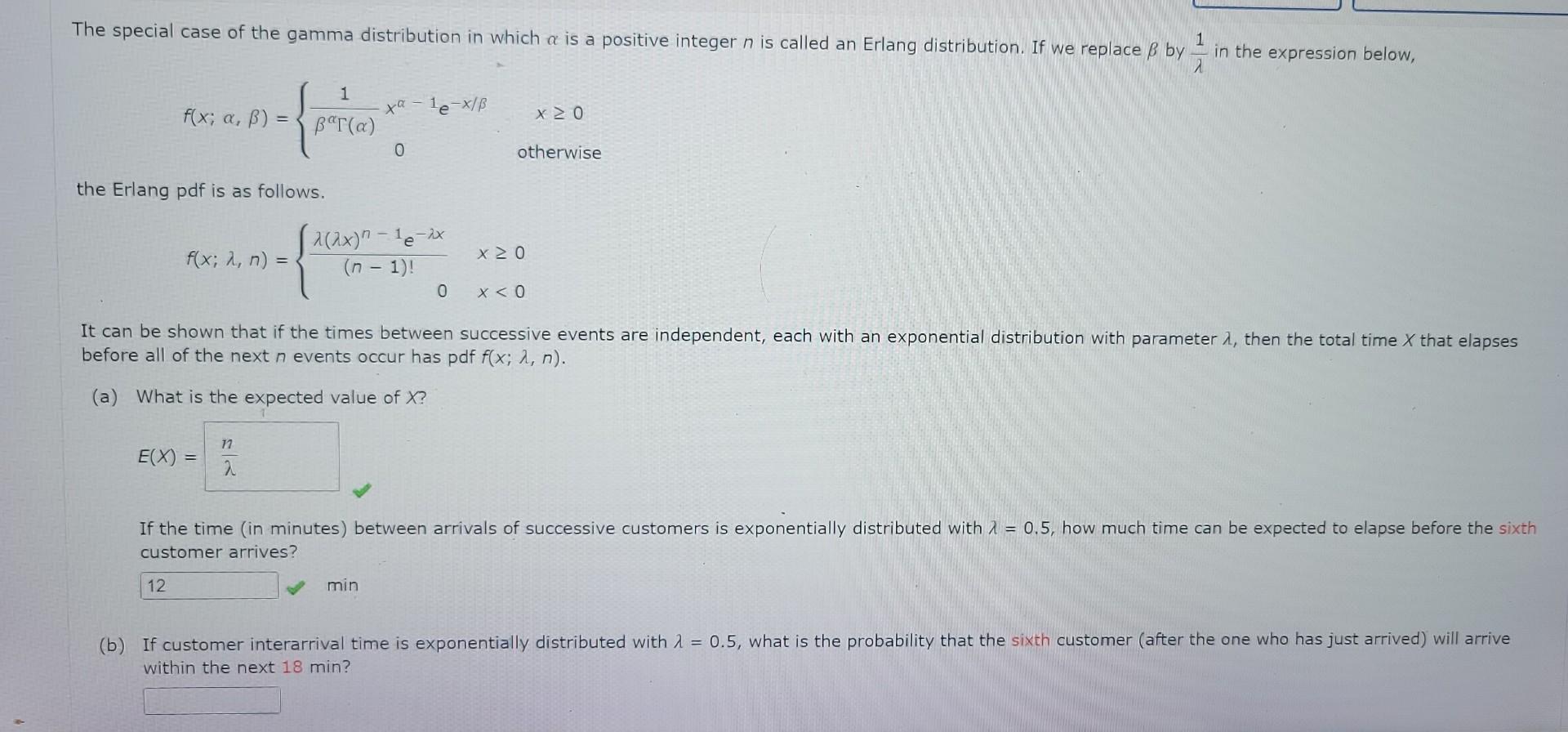 Solved The special case of the gamma distribution in which α | Chegg.com