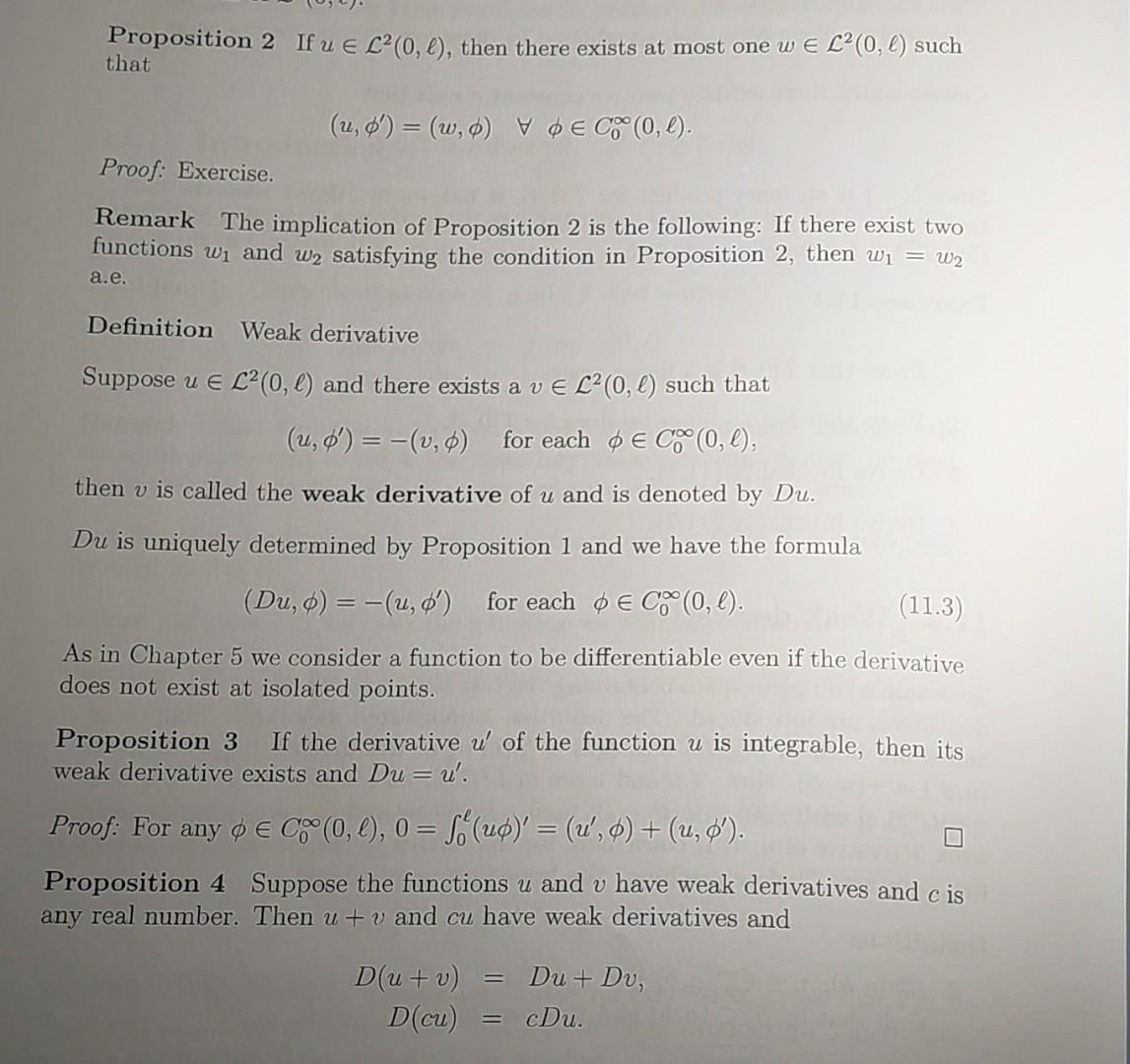 Solved Proposition 2 If u∈L2(0,ℓ), then there exists at most