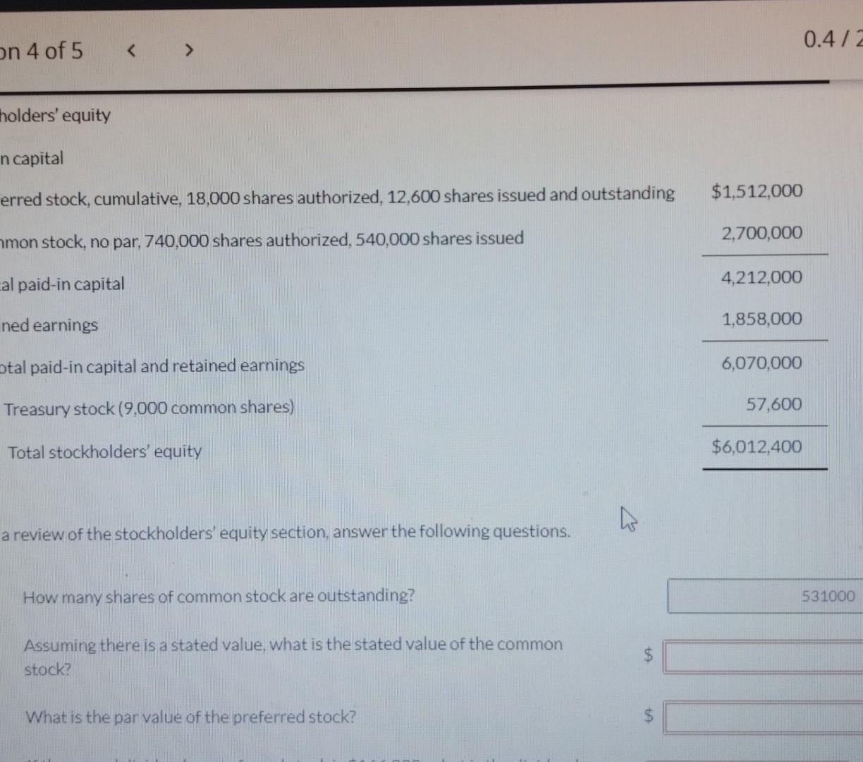 Solved holders' equity