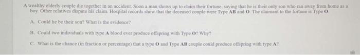 Solved A wealthy elderly couple die together in an accident. | Chegg.com