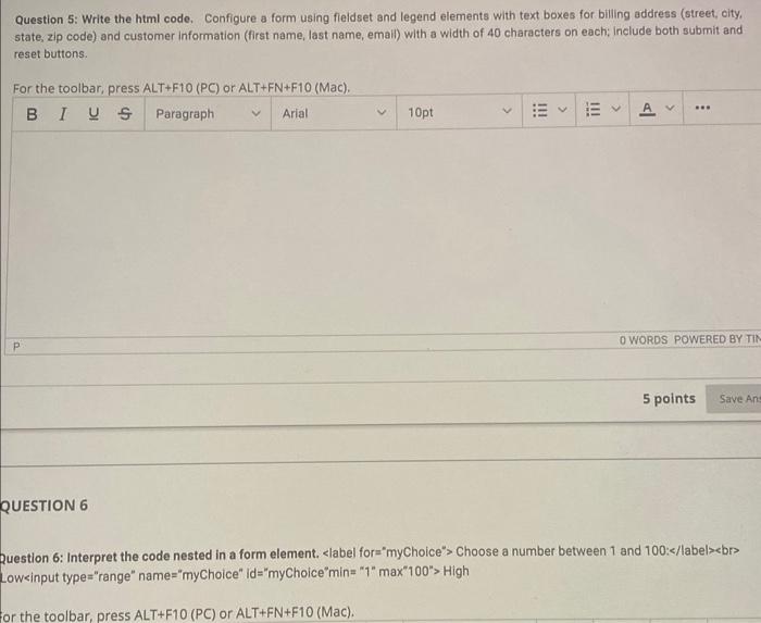 Solved Question 5: Write the html code. Configure a form | Chegg.com