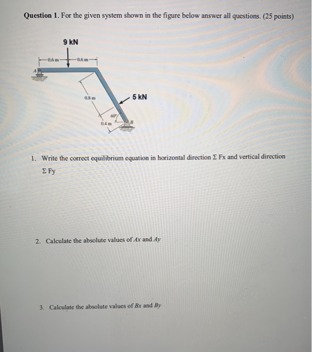 Solved Question 1. For the given system shown in the figure | Chegg.com