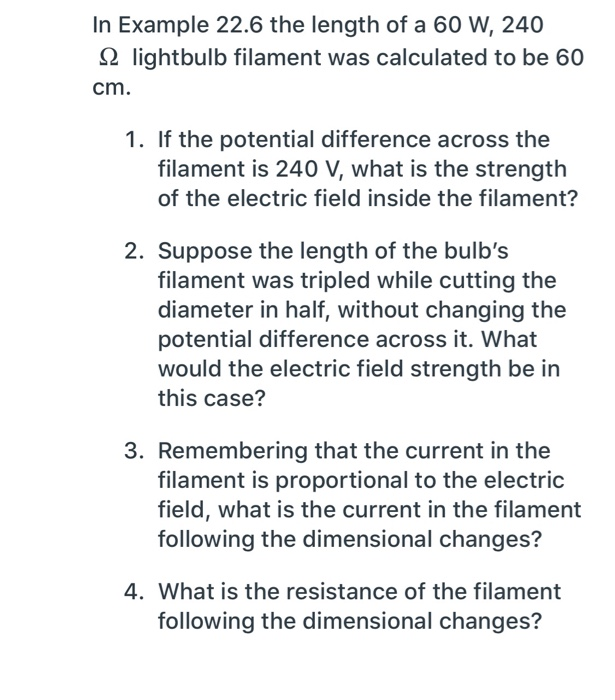 Solved In Example 22.6 the length of a 60 W, 240 12 | Chegg.com