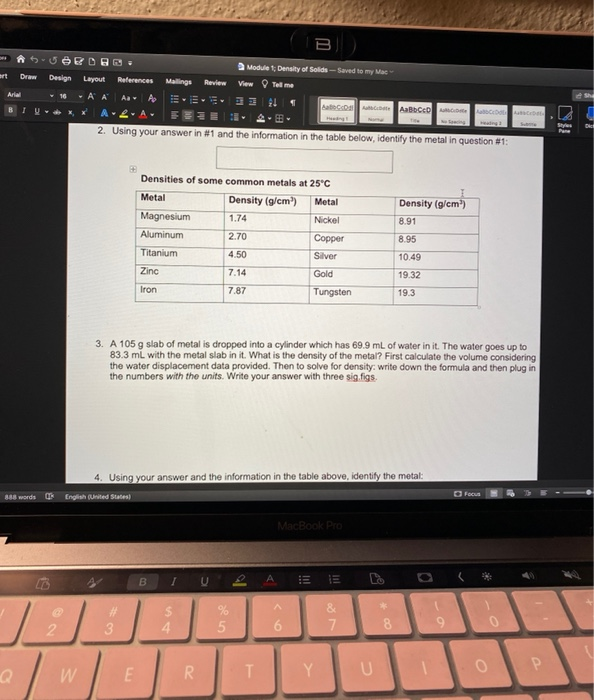 Solved B SUBDB Module 1: Density of Solids -Saved to my Mac | Chegg.com