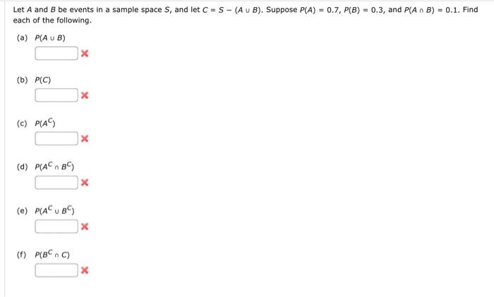 Solved Let A and B be events in a sample space S, and let C | Chegg.com