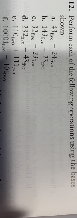 Solved 12. Perform each of the following operations using | Chegg.com