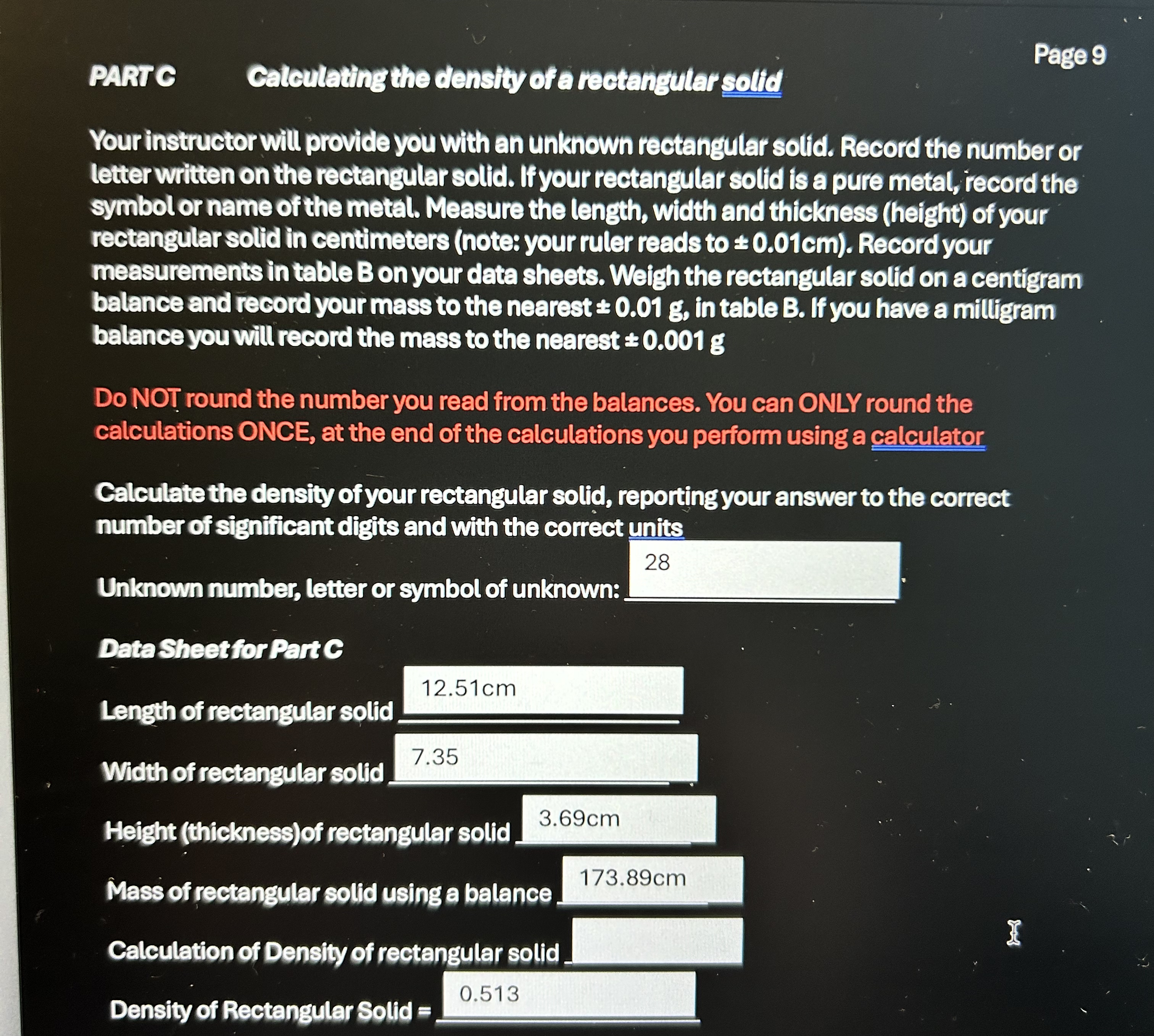 PARTCCatoulating the density of a rectangular | Chegg.com