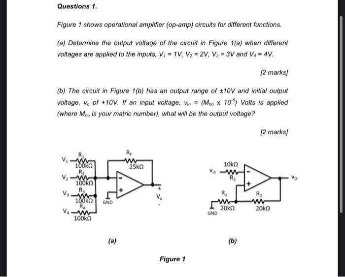 Solved Questions 1. Figure 1 shows operational amplifier | Chegg.com
