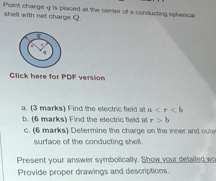 Solved Point charge q is placed at the center of a | Chegg.com