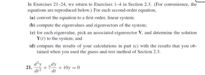 Solved In Exercises 13–16, we refer to the second-order | Chegg.com