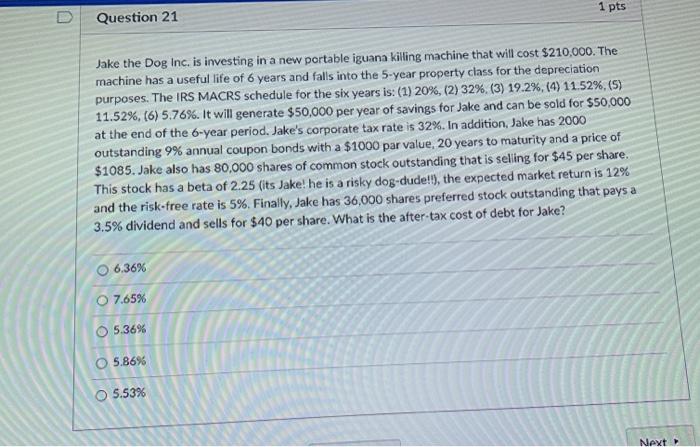 Solved 1 pts Question 17 You are considering investing in a | Chegg.com