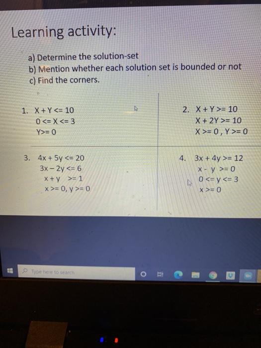 Solved Learning activity: a) Determine the solution-set b) | Chegg.com