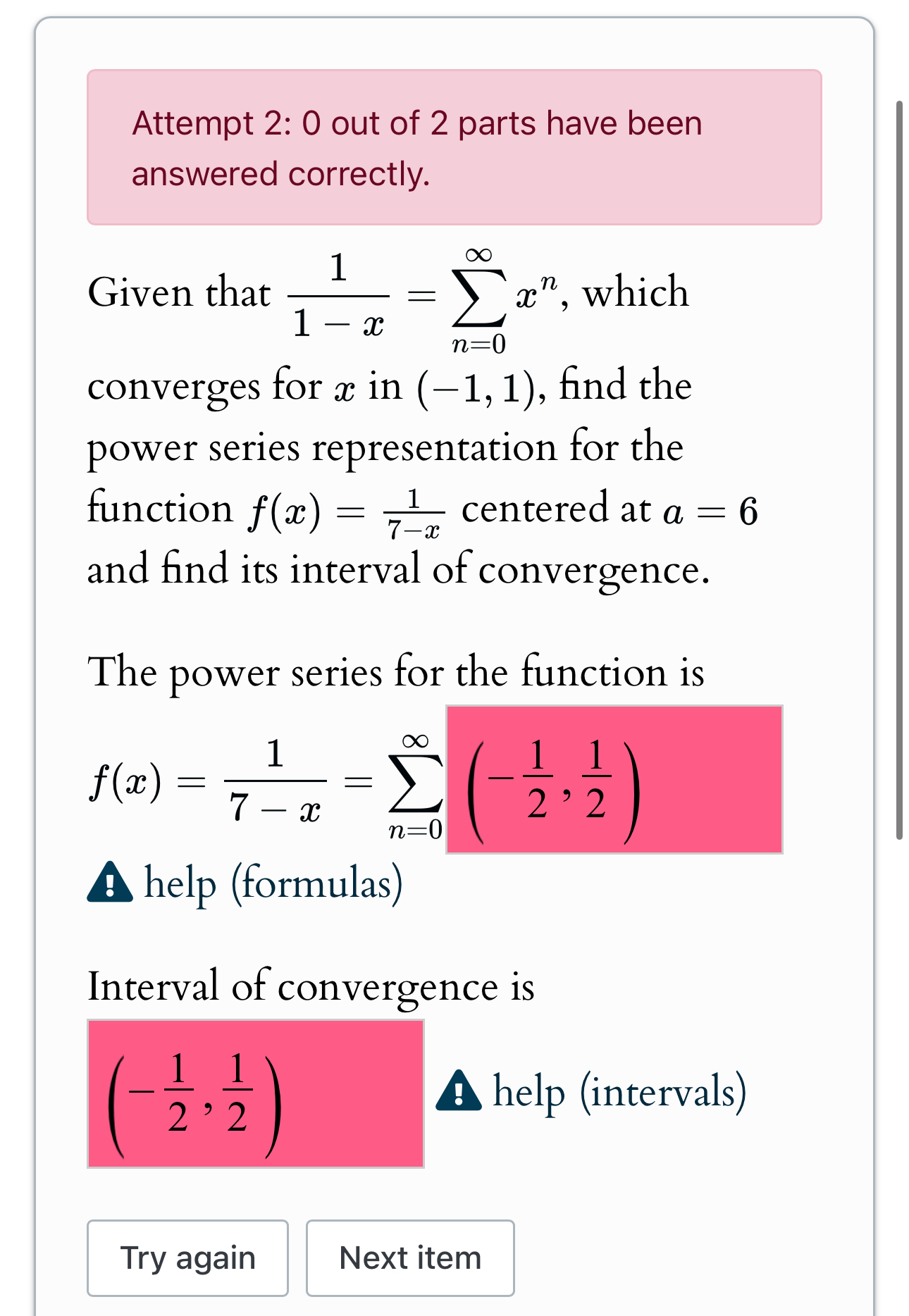 Solved Attempt 2: 0 ﻿out of 2 ﻿parts have been answered | Chegg.com