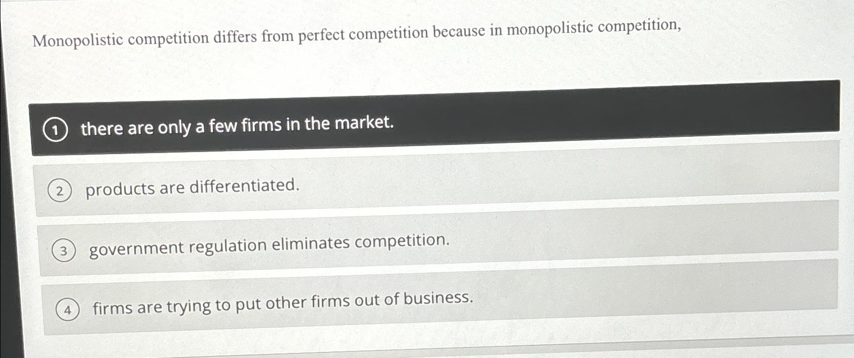 Solved Monopolistic Competition Differs From Perfect | Chegg.com