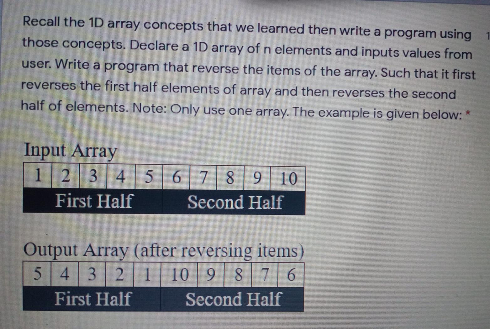 Solved Recall the 1D array concepts that we learned then | Chegg.com