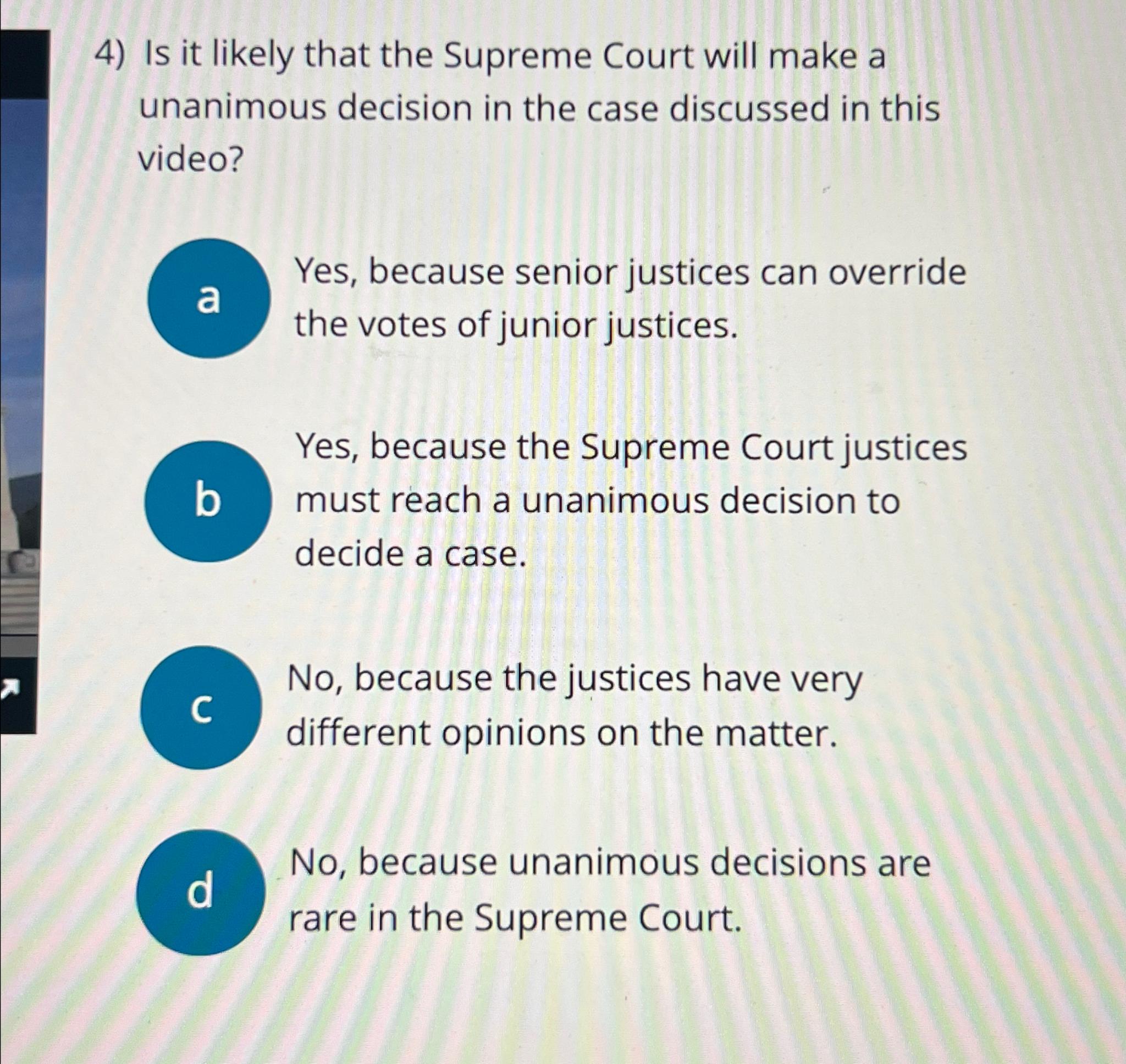 Unanimous supreme outlet court decisions