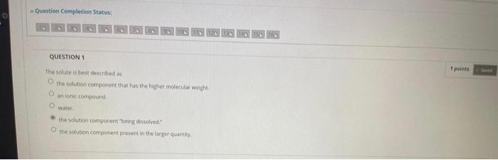 Solved Question Completion Status 1 points QUESTION 1 The | Chegg.com