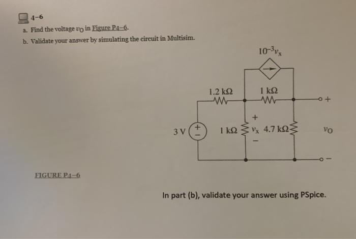 Solved 4-6 a. Find the voltage vo in Figure P4-6. b. | Chegg.com
