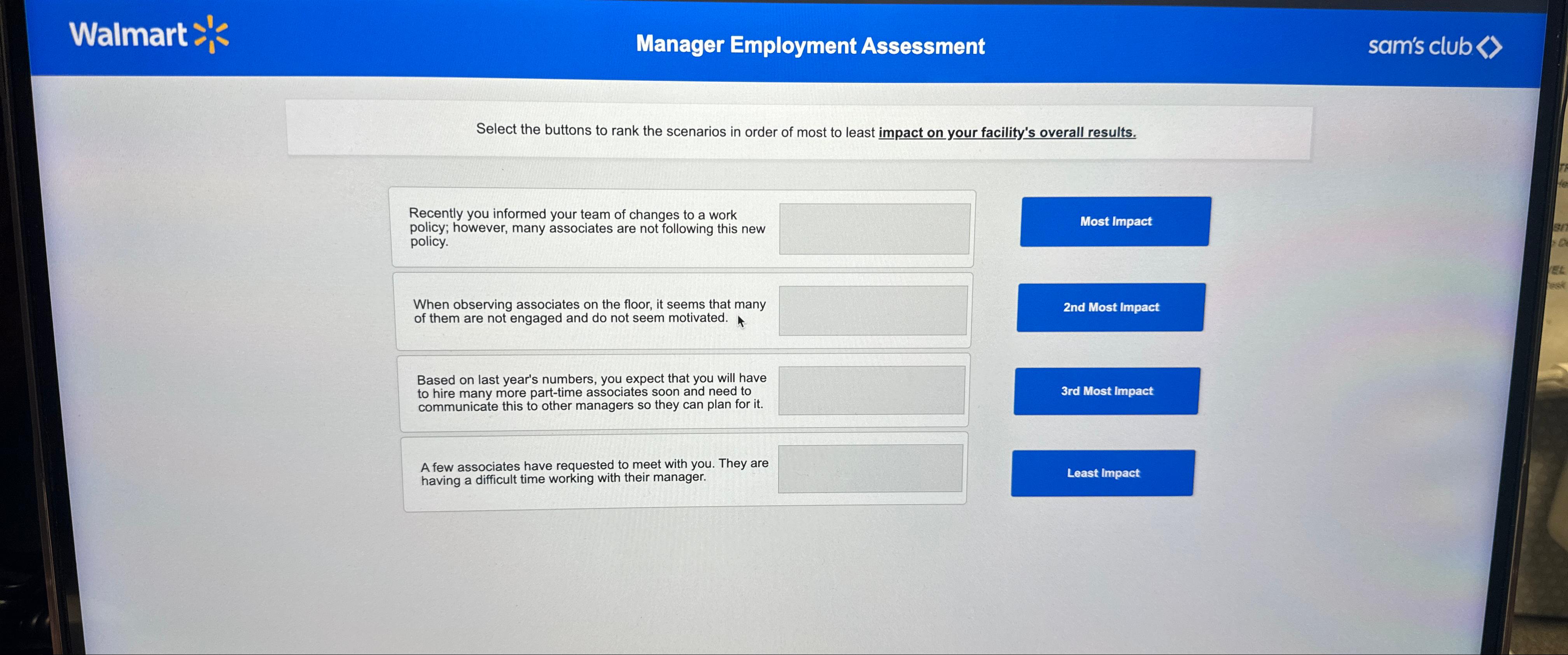 Solved Walmart i1Manager Employment Assessmentsam's