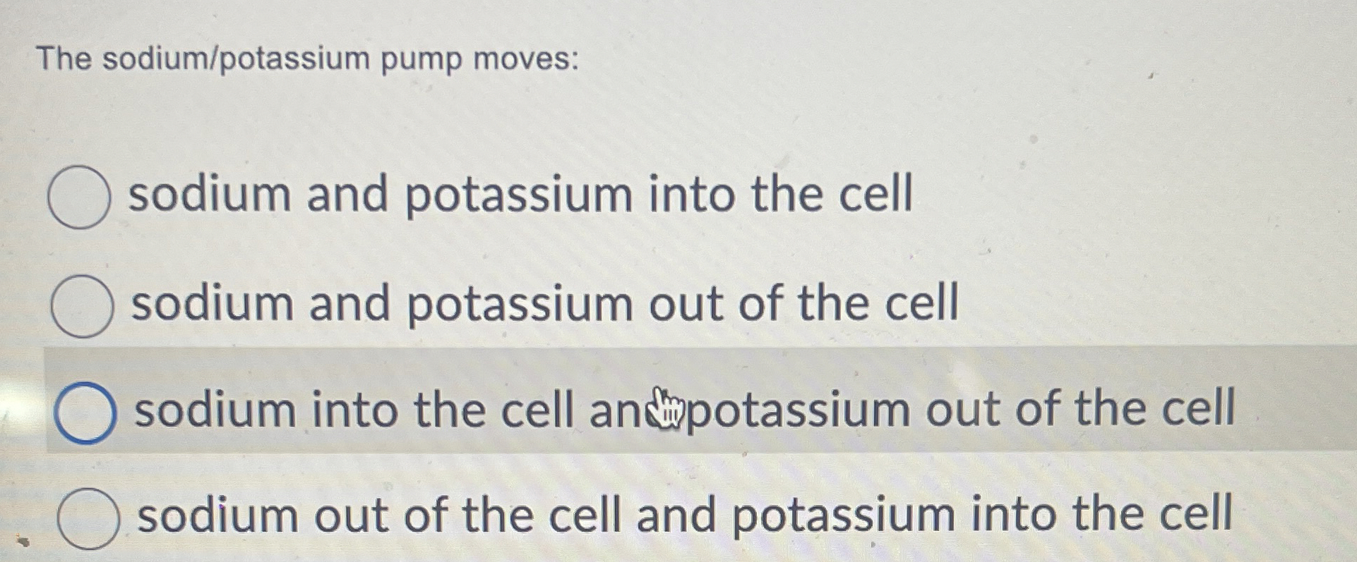 Solved The sodium/potassium pump moves:sodium and potassium | Chegg.com