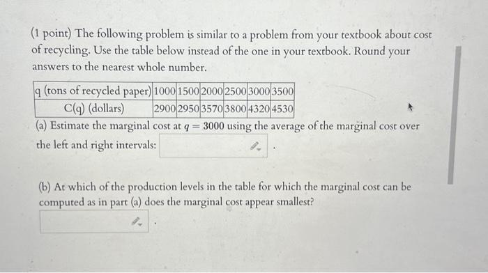 Solved (1 Point) The Following Problem Is Similar To A | Chegg.com