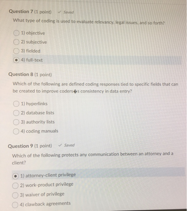 Solved Question 7 (1 point) Saved What type of coding is | Chegg.com
