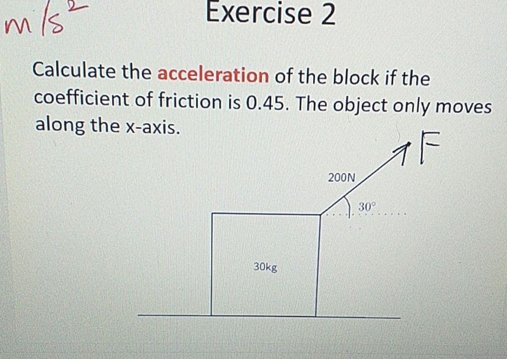 Solved m/s² Exercise 2 Calculate the acceleration of the | Chegg.com