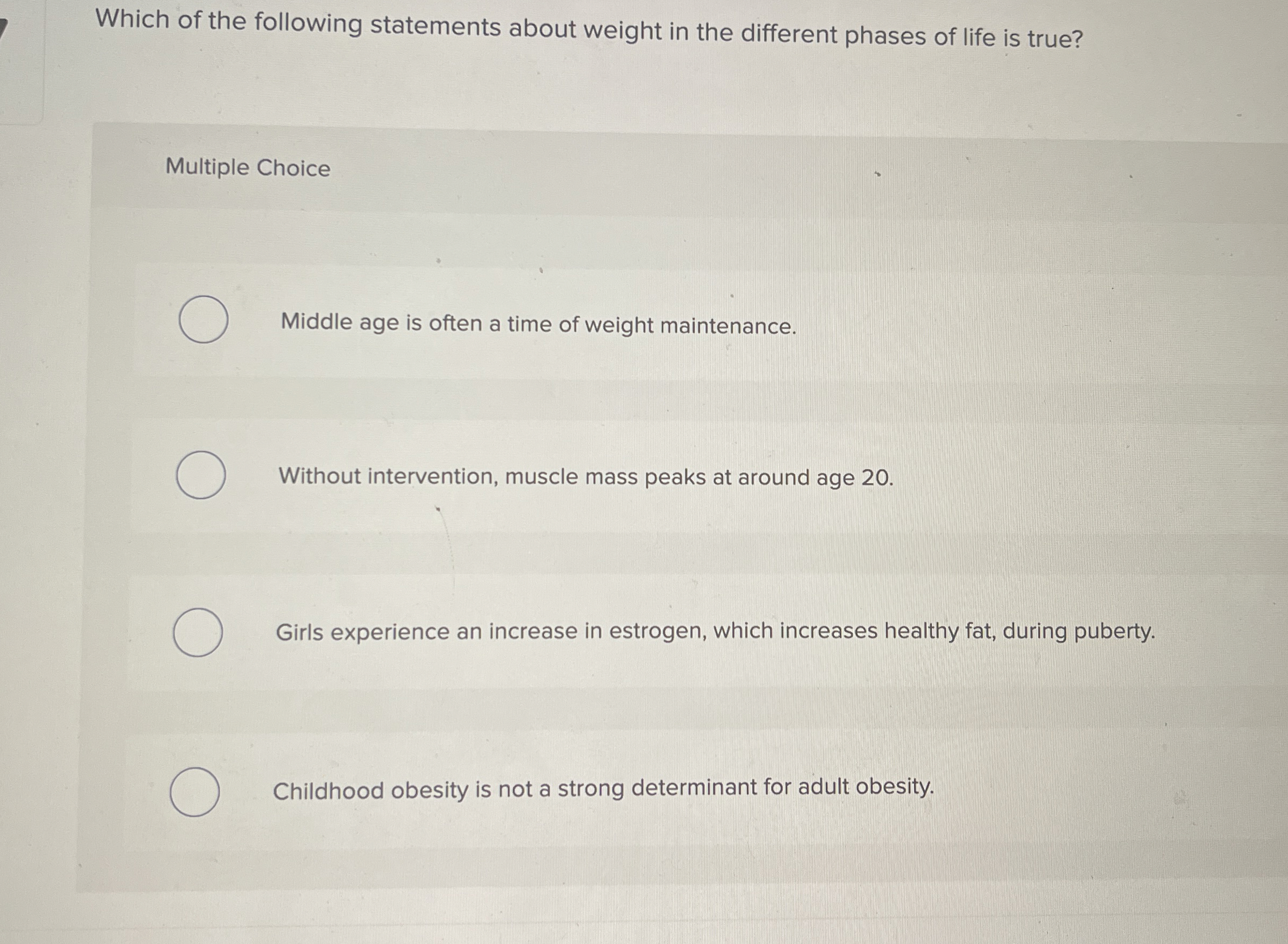 Solved Which of the following statements about weight in the