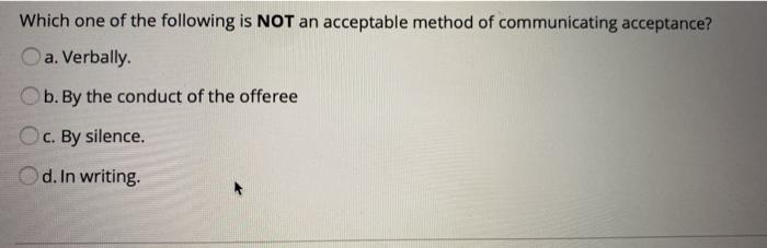 Solved Which one of the following is NOT an acceptable | Chegg.com