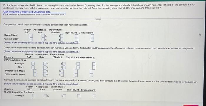Distance Matrix After Second Clustering dataFor the | Chegg.com
