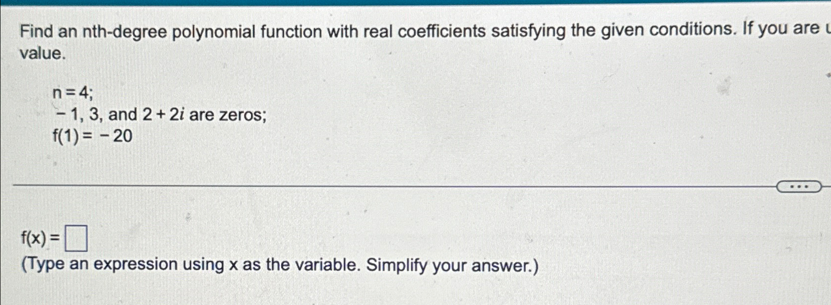 Solved Find an nth-degree polynomial function with real | Chegg.com