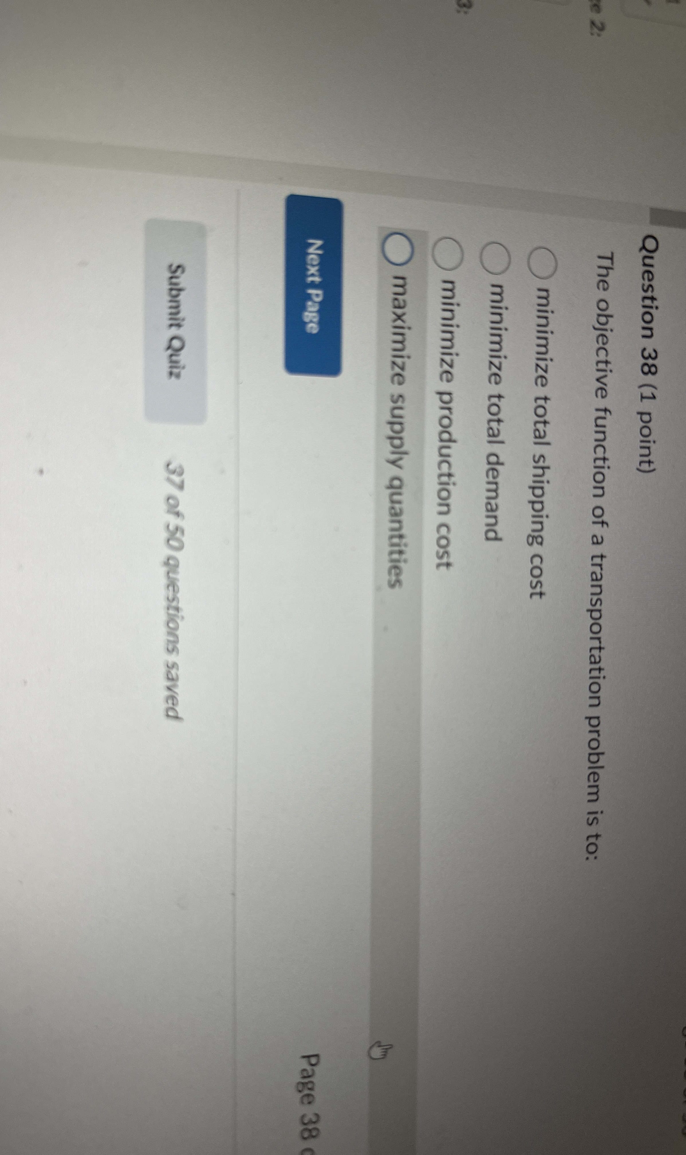 Solved Question 38 (1 ﻿point)The objective function of a | Chegg.com