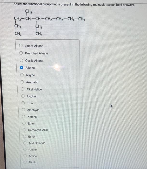 Solved Select the functional group that is present in the | Chegg.com