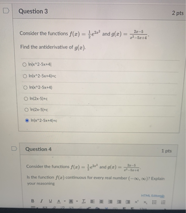 Solved Question 1 4 4p Consider the functions f(x)