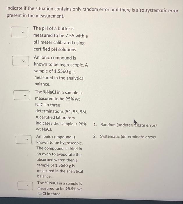 Solved Indicate if the situation contains only random error | Chegg.com