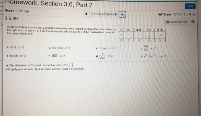 Solved Homework: Section 3.6, Part 2 Score: 0 of 1 pt 3.6.83 