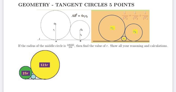 Solved GEOMETRY - TANGENT CIRCLES 5 POINTS 1 ABP = 41,52 If | Chegg.com