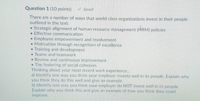 Solved . Question 1 (10 points) Saved There are a number of | Chegg.com