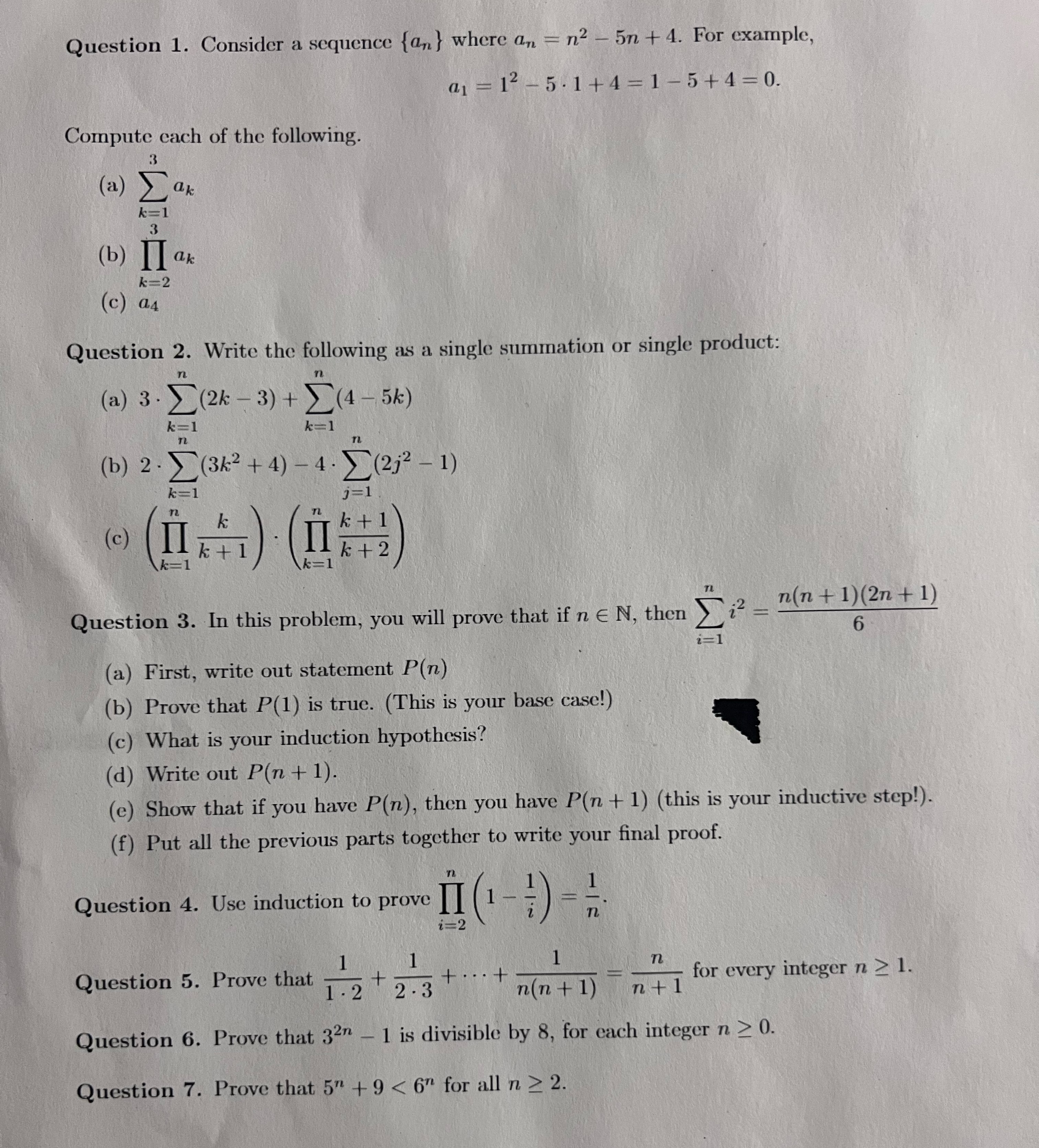 Solved can someone help me solve all 7 ﻿please!! Question 1. | Chegg.com