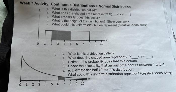 Solved Week 7 Activity: Continuous Distributions + Normal | Chegg.com