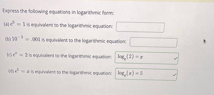 Solved It says I can't use log or any subscripts so I don't | Chegg.com