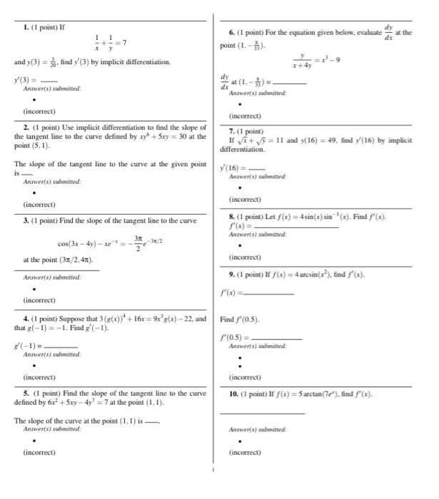 Solved I Point Let F X Cos Sin X Incorrect Chegg Com