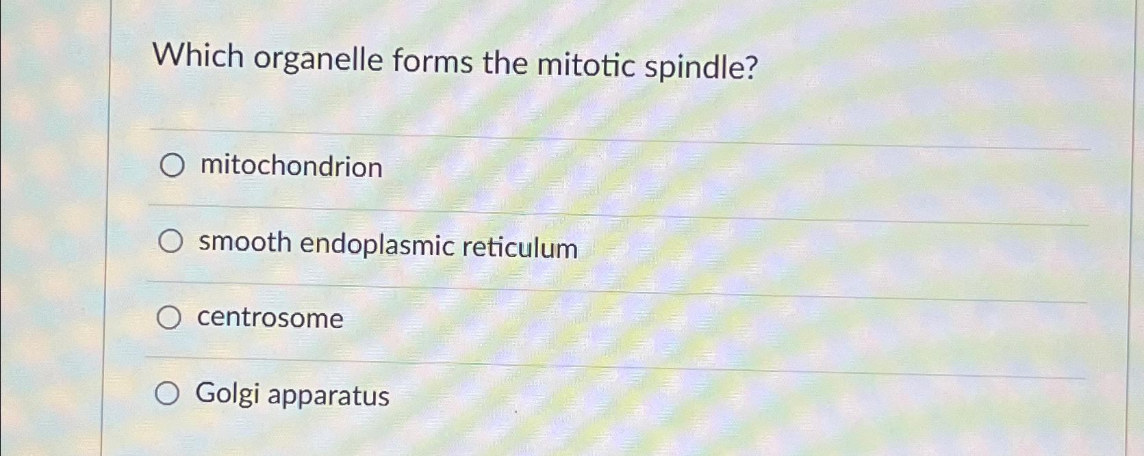 Solved Which organelle forms the mitotic | Chegg.com