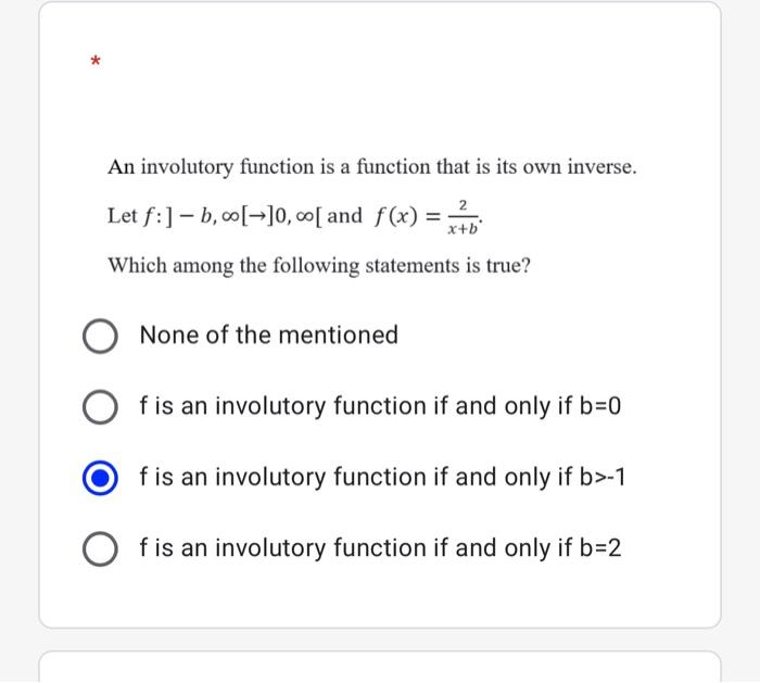 Solved + * An involutory function is a function that is its | Chegg.com