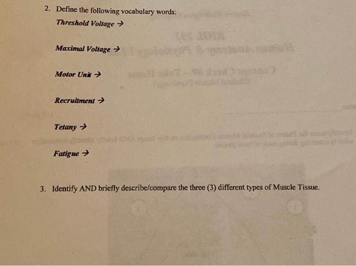 Solved 2. Define the following vocabulary words Threshold