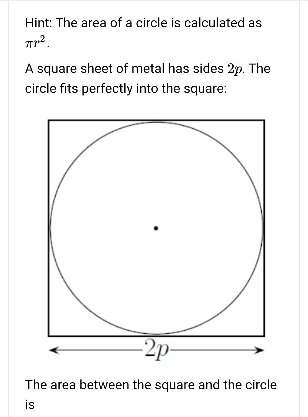 Solved Hint: The area of a circle is calculated as πr2. A | Chegg.com