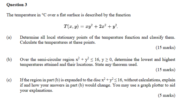 Solved Question 3The temperature in °C ﻿over a flat surface | Chegg.com