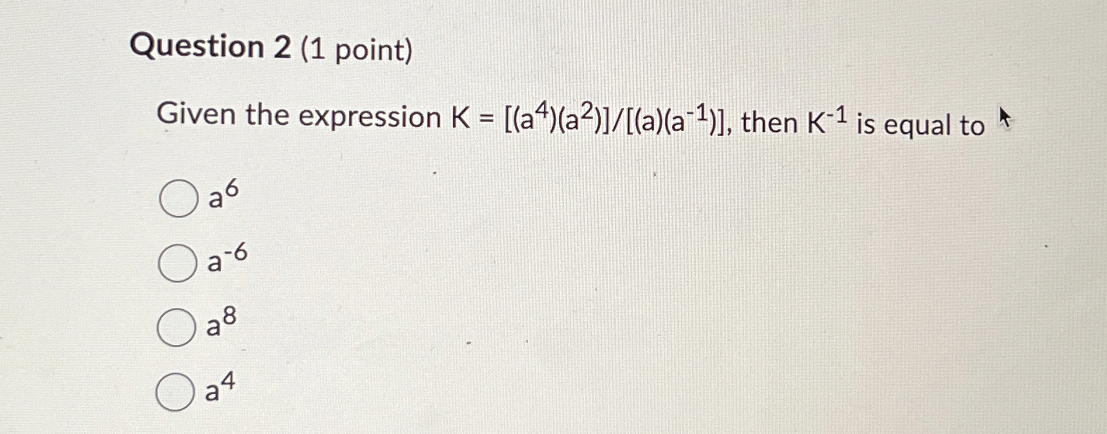 Solved Question 2 (1 ﻿point)Given the expression | Chegg.com