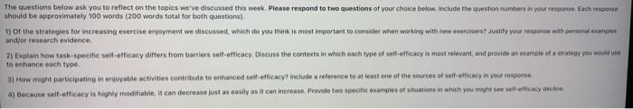 The questions below ask you to reflect on the topics weve discussed this week. Please respond to two questions of your choic